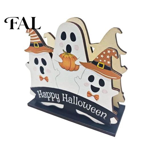 Desktop Accessory Halloween Wooden Napkin Holder, Ghost Pumpkin Decorative Tabletop Tissue Dispenser, Holiday Table Decor Paper Storage Organizer for