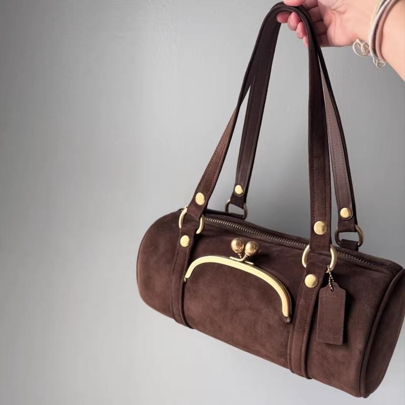 

Retro Suede Pillow Bag Women s New Versatile round Cylinder Bag Luxury Handbag Crossbody Shoulder Bag Casual Style кавовий