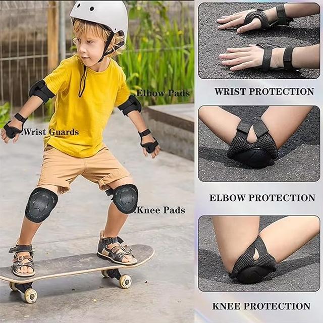 6 Pieces Children's Sports Roller Skating Skateboard Protective Gear Knee Pad Hand Elbow Pads