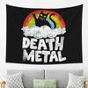 Funny Death Metal Cat Gift Rainbow Heavy Metal Tapestry Wall Hanging Aesthetic Home Decor Tapestries for Living Room Bedroom