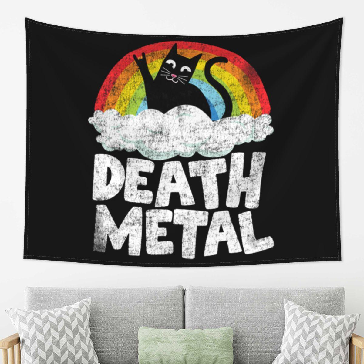 

Funny Death Metal Cat Gift Rainbow Heavy Metal Tapestry Wall Hanging Aesthetic Home Decor Tapestries for Living Room Bedroom 74x94cm(29x37in)