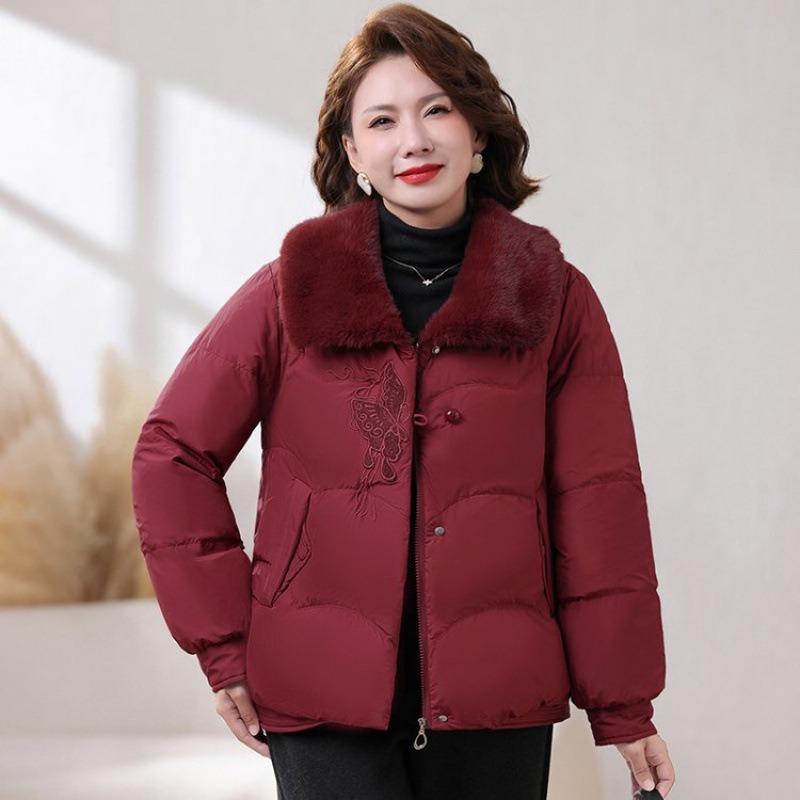 Mom Winter Velvet Padded Jacket Thickened New Medium Padded Jacket Middle-aged and Elderly Winter Padded Jacket