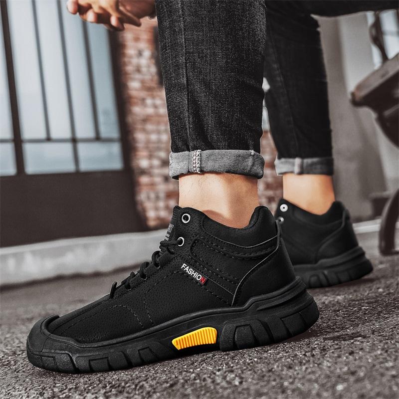 Men's Shoes Four Seasons Non-slip Wear-resistant High-top Hiking Shoes Fashion British Casual Shoes Outdoor Tooling Shoes