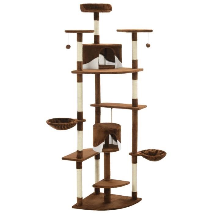 VidaXL Arbre à chat avec griffoirs en sisal 203 cm Marron et Blanc