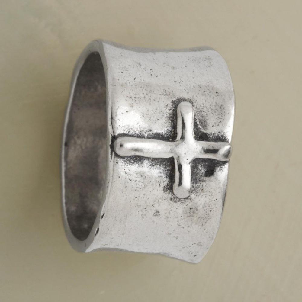 Luxury 2025 Silver Wide-faced Ring Retro Cross Shape Popular Jewelry Unisex