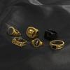 6Pcs Punk Silver Gold Color Chain Rings for Men Hip Hop Vintage Geometric Set Unisex Couple Emo Trend Jewelry Ring