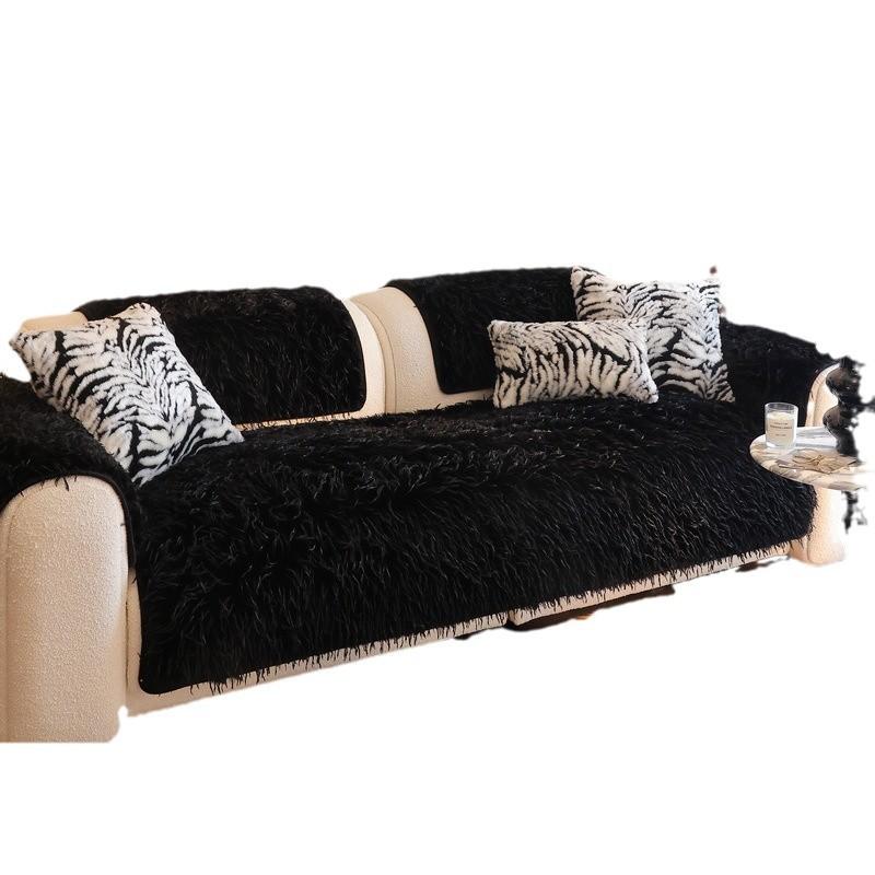 French Premium Plush Sofa Cushion Autumn And Winter New Winter Warm Straight Row Seat Cushion Non-Slip Cover Cloth