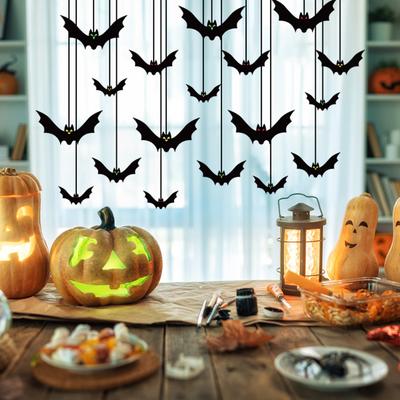 Halloween Hängende Fledermäuse Dekorationen Große Fliegende Fledermäuse mit Leuchtenden Augen für Innen Außen Baum Veranda Hof Rasen Heimdekor