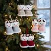 Decorative Fireplace Hanging Soft Plush Christmas Boot Ornament, Knitted Cute Animal Tree Pendant for Xmas Tree, Holiday Party Decor Woolen Supplies
