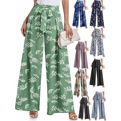 Spring and Summer Women's Wide-leg Pants Bow Loose High-waist Pleated Casual Pants
