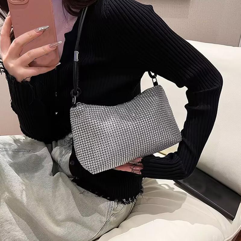 Flash diamond with diamond small bag female willow nail fashion crossbody bag chain net red handbag shoulder bag