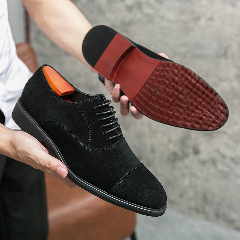 Three joint leather shoes spring and autumn business dress free lace-up trend fashion low-top unit with leather shoes