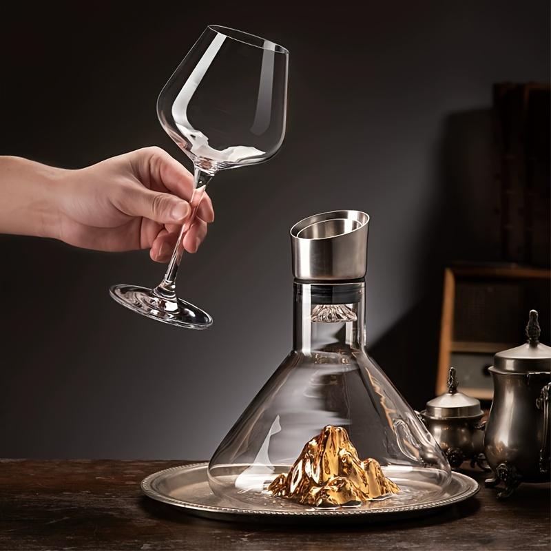 1pc Wine Decanter Light Luxury High-end Ice Mountain Wine Decanter Household Waterfall Wine Decanter Creative Ice Mountain Bottom Crystal Glass Filter