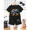 Cartoon Car Children's Printed Pattern Short Sleeved T-shirt+shorts Set
