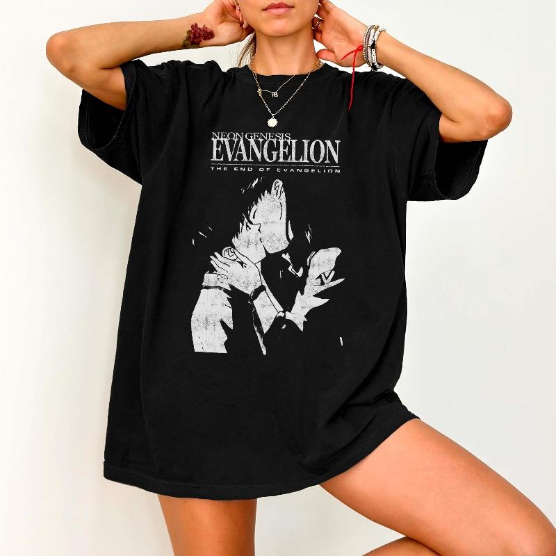 2026 Estate Nuovi Arrivi Stampa Stile Streetwear con Motivo Evangelion T-shirt a Maniche Corte Stile Y2K Adatta Sia a Unisex che a Unisex