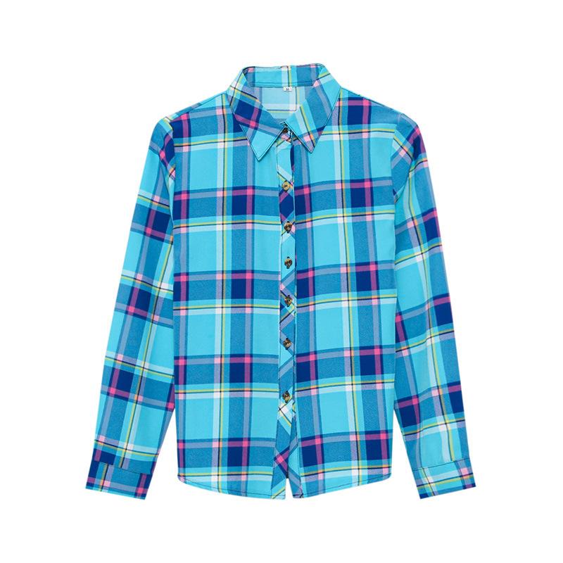 Geruit Overhemd Dames Honderd Dames Tops Los Retro Hong Kong Smaak Lange Mouw Overhemd