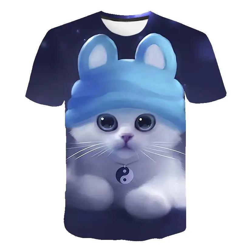 2025 Kawaii Cat 3D Print T Shirt Kids Summer Fashion Casual T-shirt Boy Girl Unisex Children's Clothing Tshirt Girls Clothes Tops