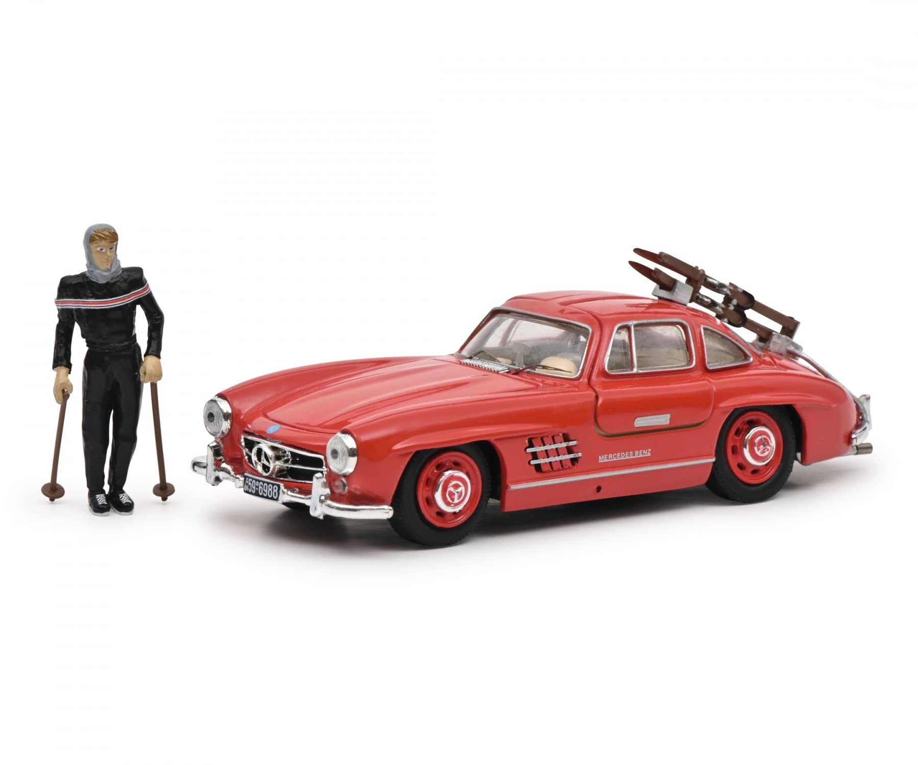 

Schuco Scale 300SL 1954 Red with Ski Figure 1/43 Mercedes-Benz (W198)