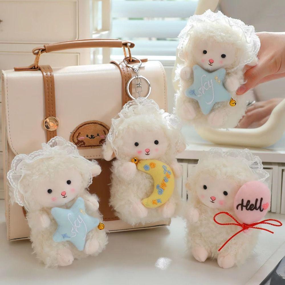Soft Little Lamb Dolls Pendant Kawaii Fluffy Sheep Keyring Cartoon Lamb Plush Keychain  Ornaments