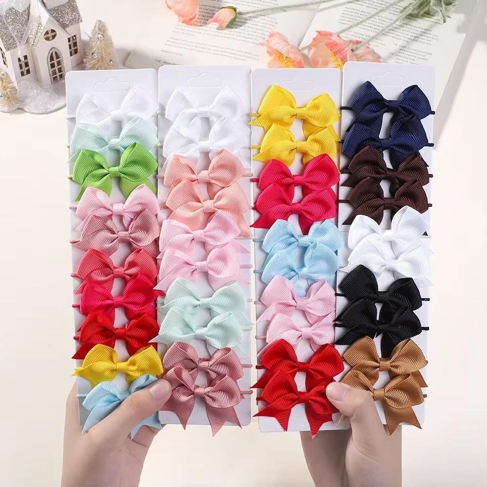 10 Stück Schleifen Elastische Haargummis Haargummis für Baby Mädchen Handgemachte Schleifenknoten Stirnbänder MiNi Haarspangen Kinder Haarschmuck