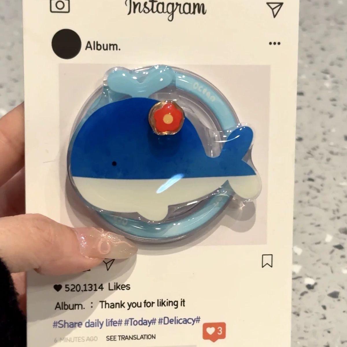 Cute Korean Rotating Strawberry Whale Magic Wand with Strong Suction Magnetic Holder - Portable for Women
