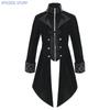 2025 Steampunk Women Men Medieval Dress Costume Velet Stand Collar Tailcoat Gothic Vampire Cosplay Jacket Coats