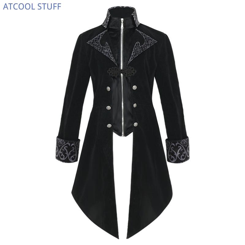 2025 Steampunk Women Men Medieval Dress Costume Velet Stand Collar Tailcoat Gothic Vampire Cosplay Jacket Coats