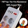 10 In 1 EU Plug Switch Power Strip 1.8 M 4 USB Ports (3 USB A + 1 USB C) And 6 Outlets, Surge Protection Smart Charging Station