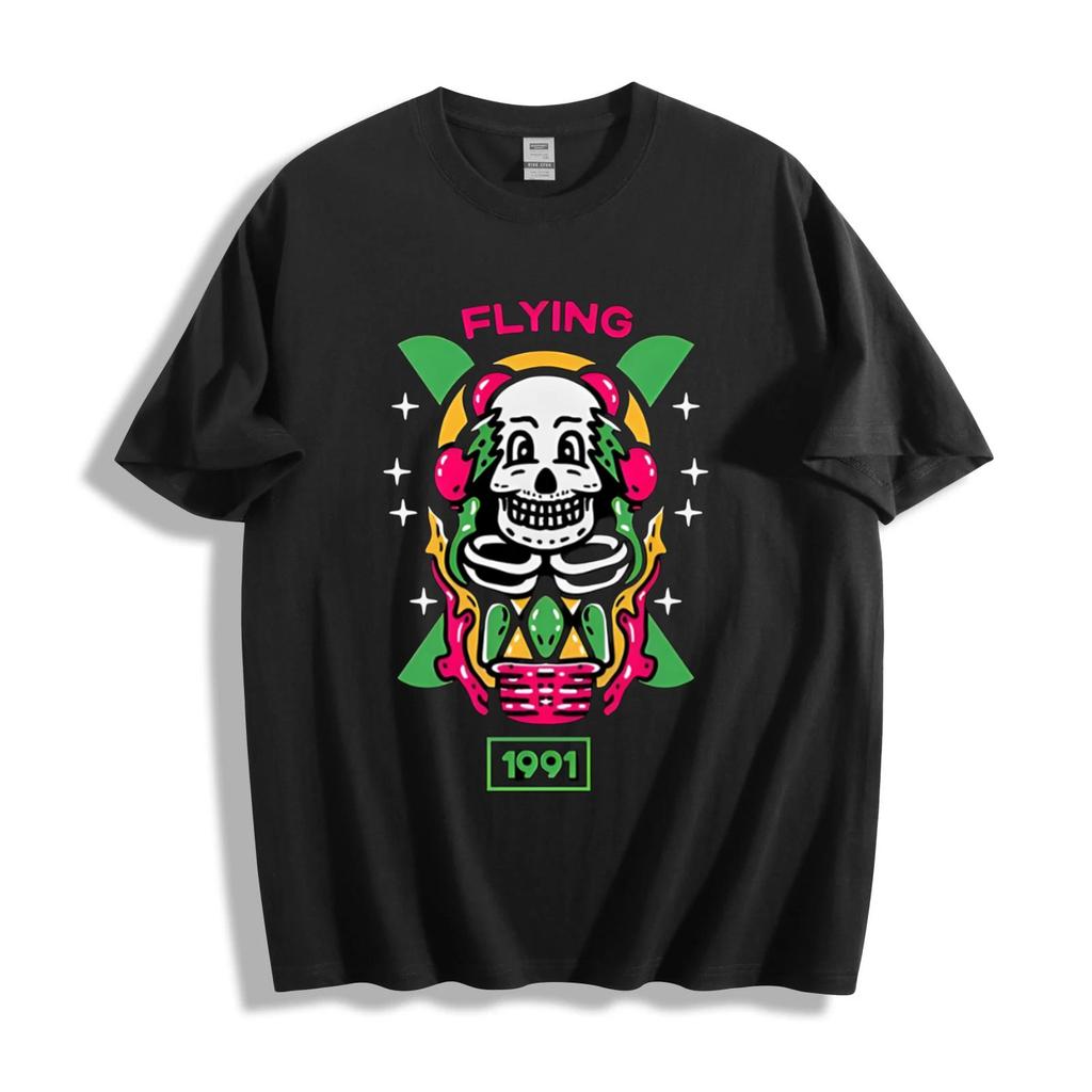"Flying 1991" Skull Graphic T-Shirt - Vibrant Retro Vibe Unisex Tee