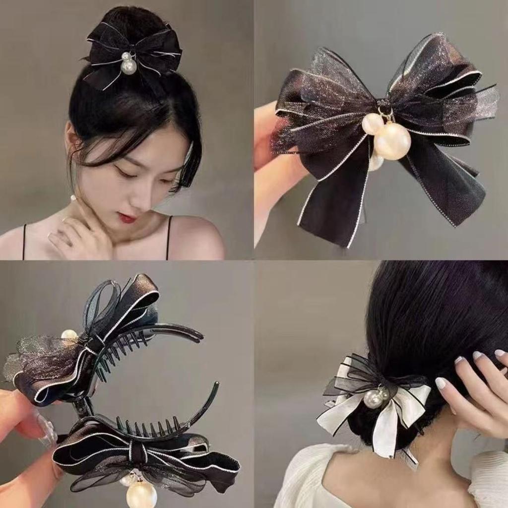 Korean Style High-End Bow Claw Clip for Bun and Ponytail Hairstyles