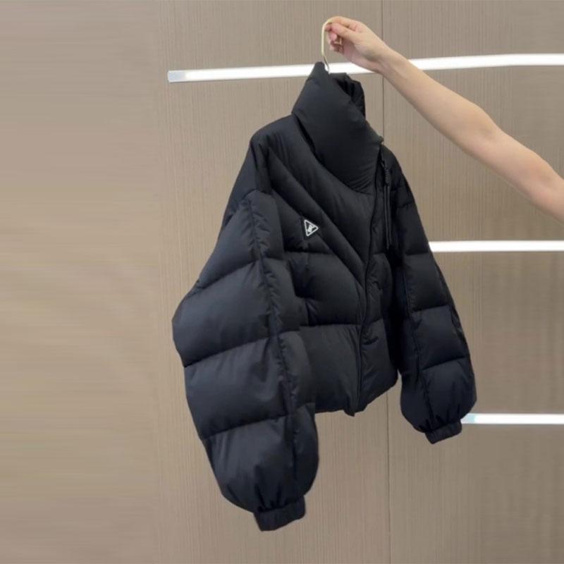 Winter Women's Coat Female Short Korean Style Design Loose Stand-Up Collar Long Sleeves Thick Warm Cotton-Padded Jacket Women