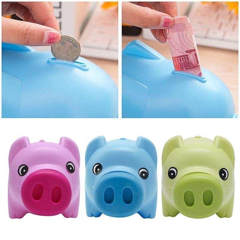 Plastic Cute Piggy Bank Pig Cash Tin Coin Money Saving Box Toy Kids SELL WyL