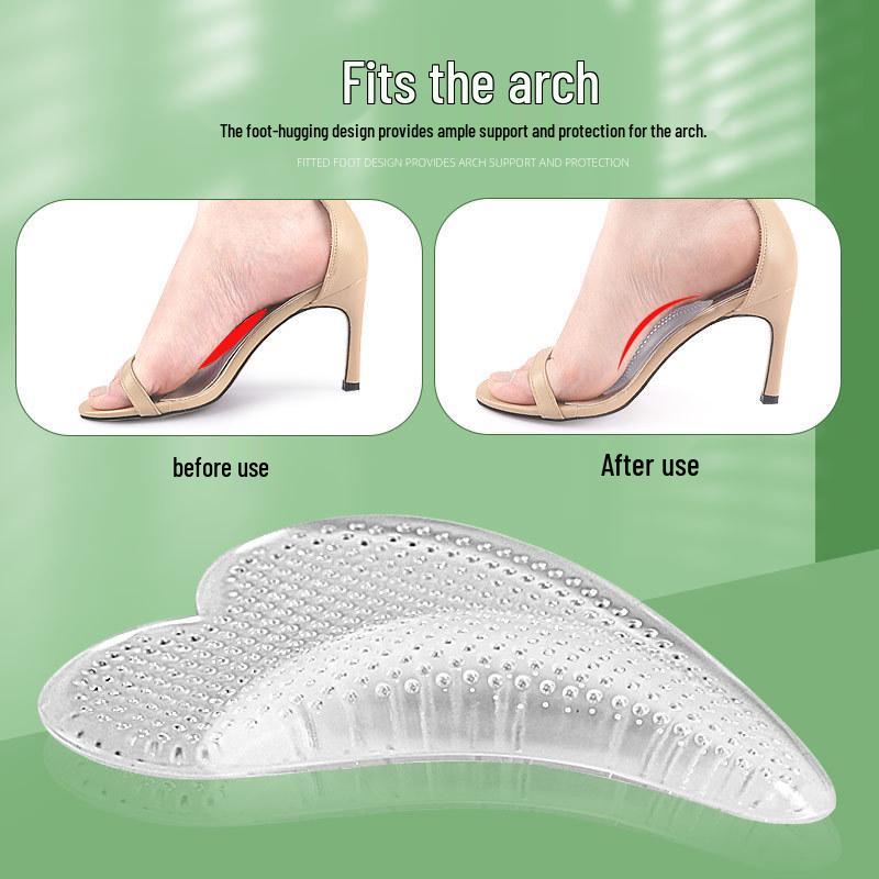 Heart-Shaped Arch Support Pads for Flat Feet & High Arches - Self-Adhesive, Shock-Absorbing Insoles