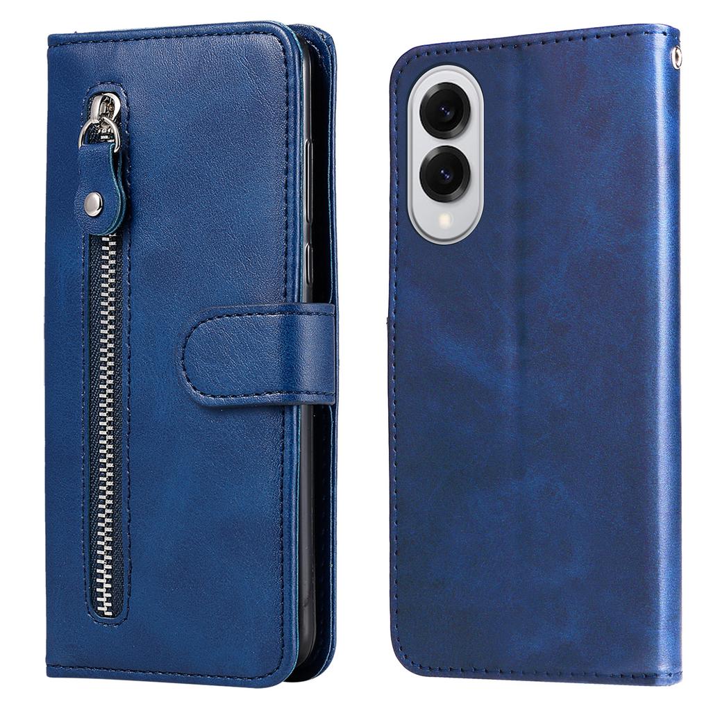 For Samsung Galaxy S25 Edge Case Zipper Wallet Calf Texture PU Leather Phone Cover