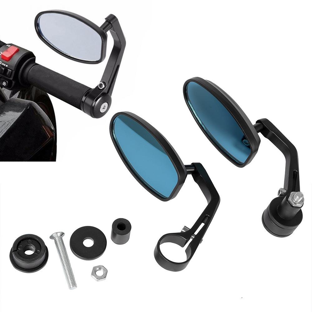 Motorcycle Electric Vehicle Rearview Mirror Handlebar Folding Mirror Handle Plug Reflector Rearview Mirror Rotatable Blue Mirror синий