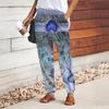 Women Gorgeous Printing Pants Lace Up Elastic Waist Loose  Trousers Casual Long Pants Trousers with Pockets