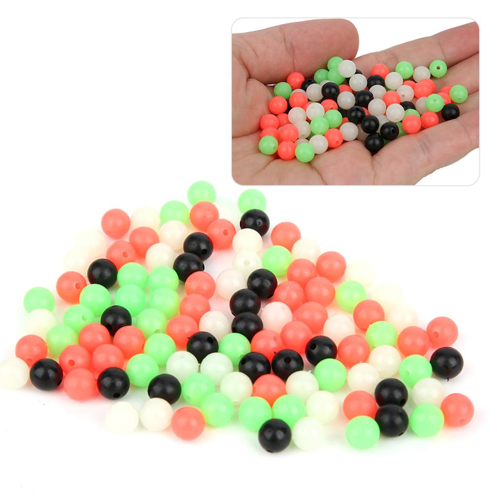 400 Pièces Pêche au Rock Perles d'Espaceur en Plastique Lumineuses Fluorescentes Accessoire Lure Appât Souple 8mm