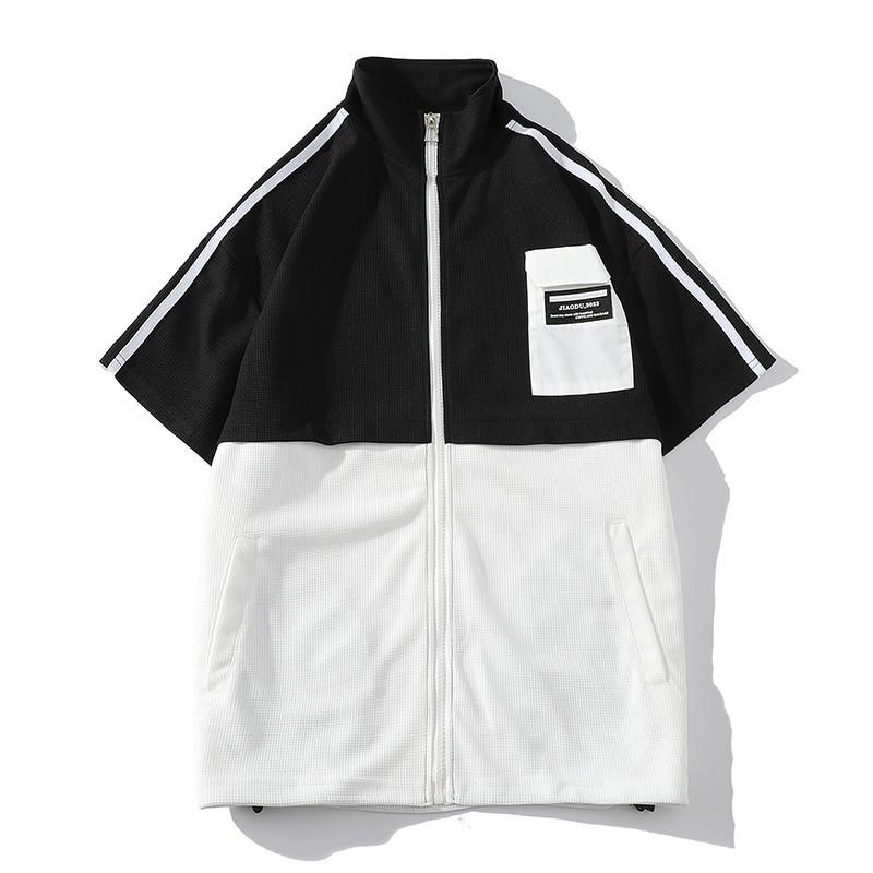 2023 Spring/Summer Color Block Plus Size Couple T-Shirt & Waffle Knit Shorts Set