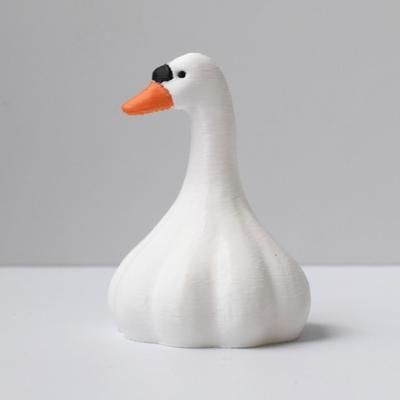 Simulation White Garlic Duck Toy Statue 3D Printable Toys Funny Garlic Duck Toy Model Home Decoration Ornaments Holiday Gift