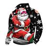 Men's Casual Quarter-Zip Stand Collar Sweatshirt with Christmas Print for Holiday Wear