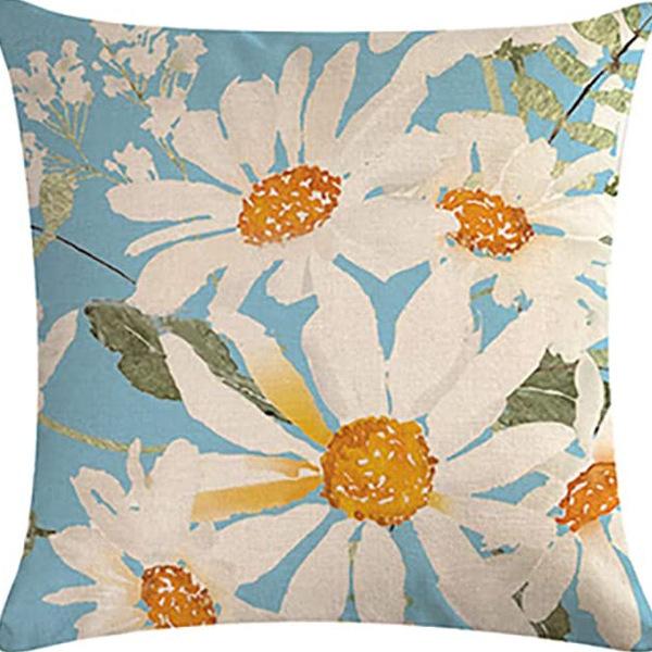 Small Daisy Flower Pillowcase New Striped Linen Home Fabric Sofa Pillowcase Light Luxury