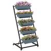 Plant Ladder Flower Stand Plant Shelf, Stackable, Weather-Resistant, 65 X 67 X 145 Cm, Gray + Black