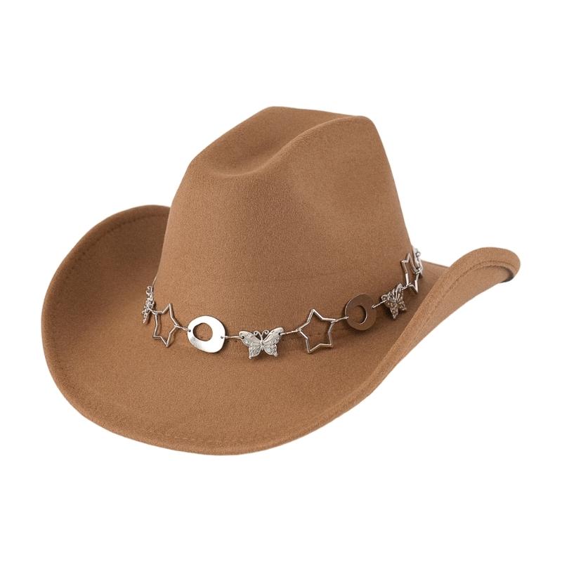 

Western Hats Star Butterfly Chain Cowboy Cap For Women Men Cosplay and Carnivals