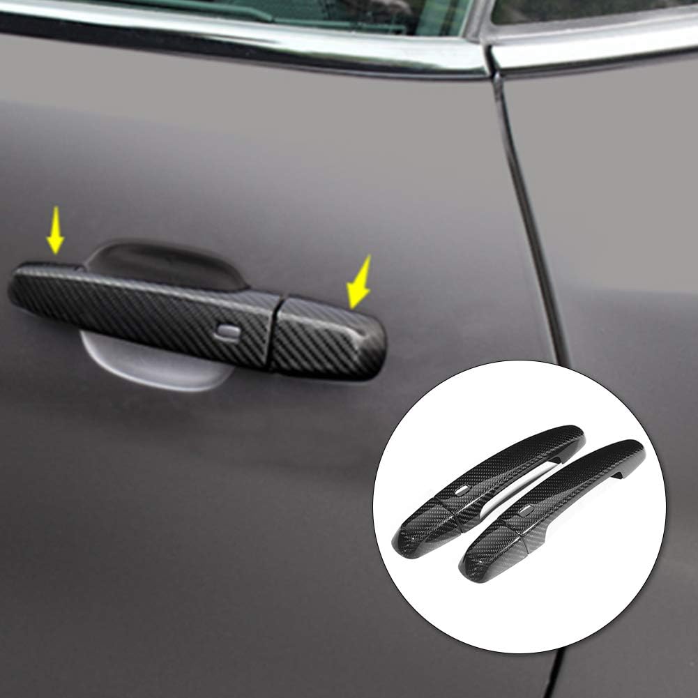 Aramox Door Handle Trim, 4pcs Outside Carbon Fiber Side Door Handle Trim Cover Fit for 2017-2018