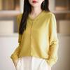 Doll collar pullover long-sleeved knitted sweater loose casual age-reducing women's fashion fake cardigan lapel collar multi-button top