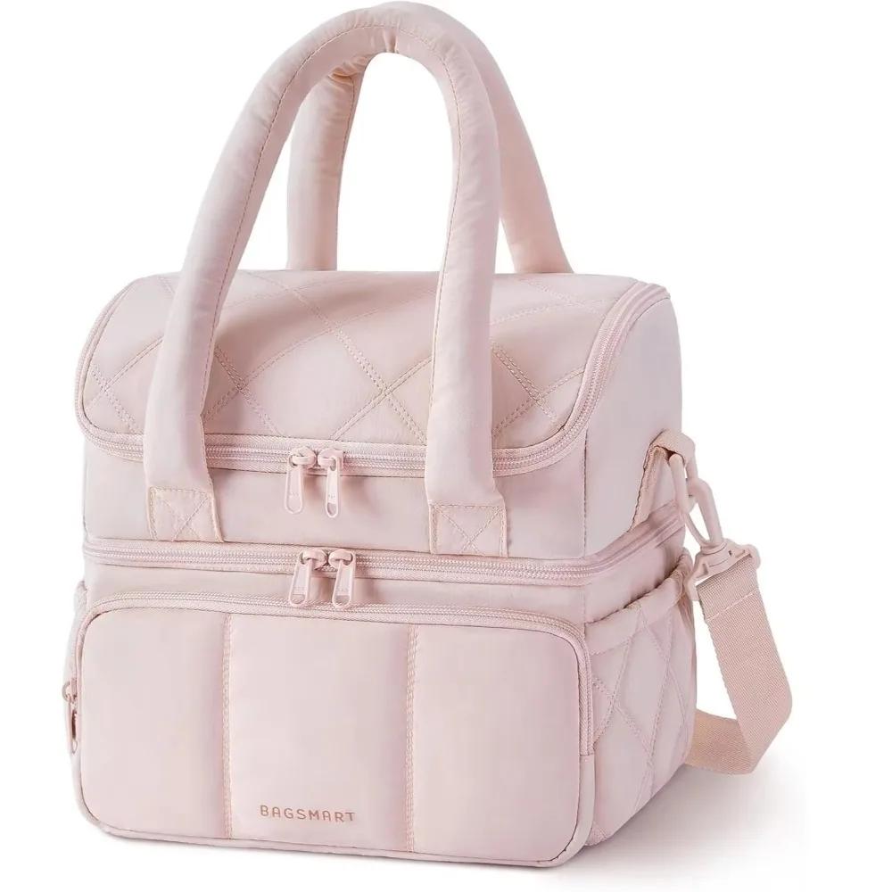 11.8L.High Quality Double Deck Lunch Bag Leakproof Insulated Lunch Box Reusable Durable Puffer Tote Outdoor