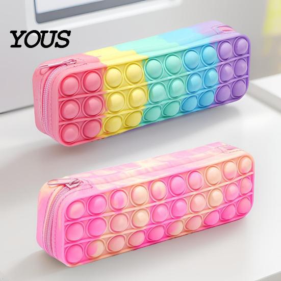 Astuccio in Silicone Tie-Dye per Matite, Custodia Morbida Spremibile per Cancelleria per Bambini e Adolescenti, Astuccio Unico per Penne con Fantasia a Gradiente Casuale,