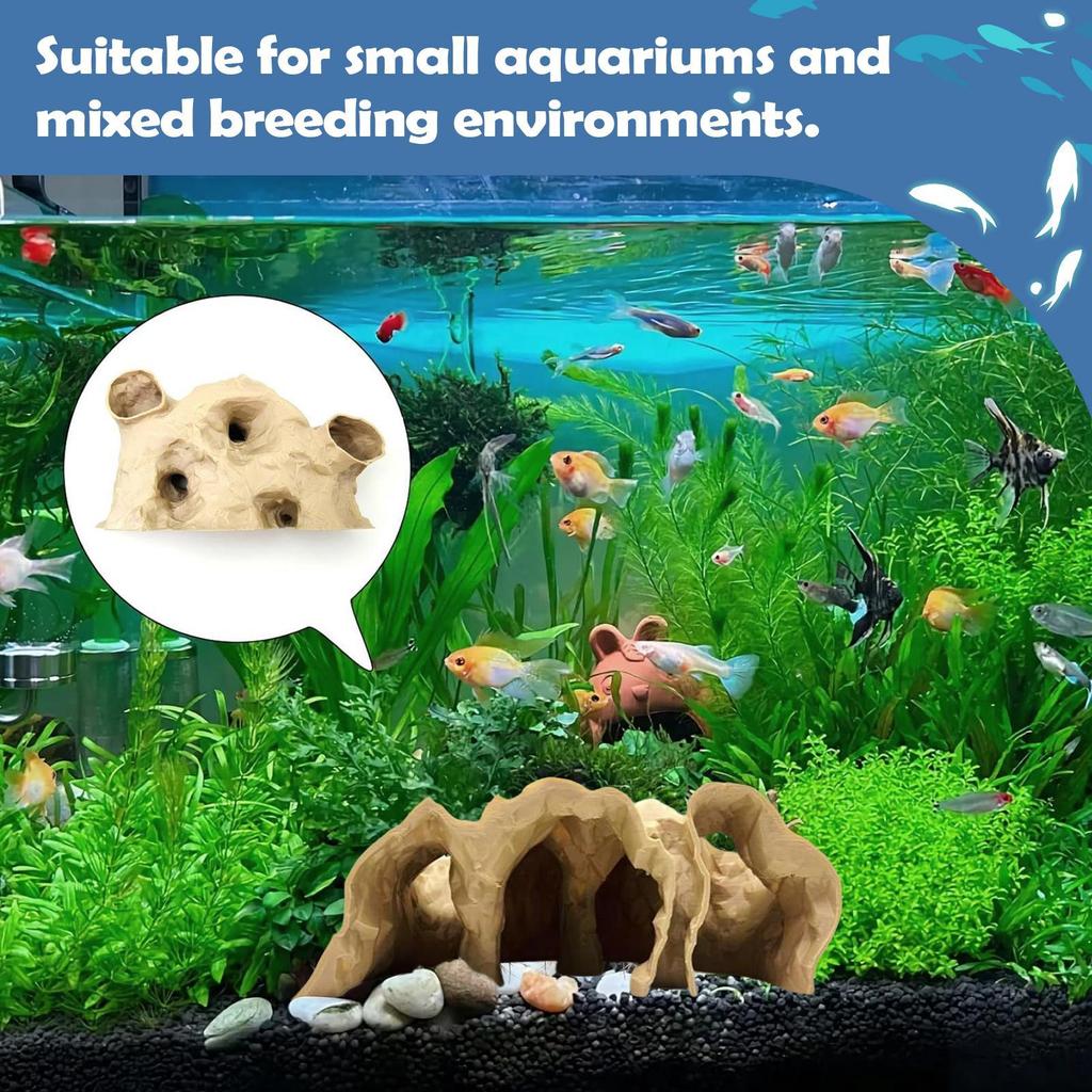 Grotta per Acquario Tunnel per Gamberetti Casa Gamberetti e Pesci Decorazione per Acquario per Habitat Guppy Cory Ciclide Piccolo Rettile Pesce Gatto Eremita