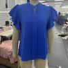 Women's Solid Color V-neck Casual Double Layer Sleeves Solid Color Shirt Top