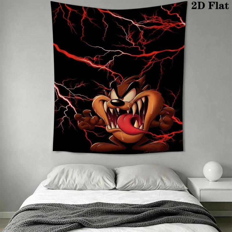 Tazmanian Devil Wall Tapestry Aesthetic Wall Hanging Printed Fabric Blanket Decorative Tapestries for Bedroom Living Room Home Decor